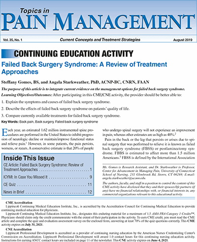 Topics in Pain Management