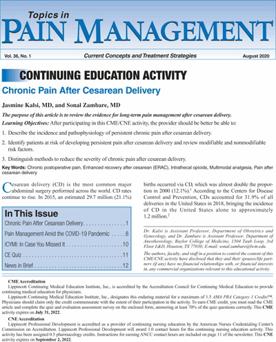 Topics in Pain Management