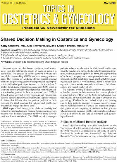 Topics in Obstetrics & Gynecology
